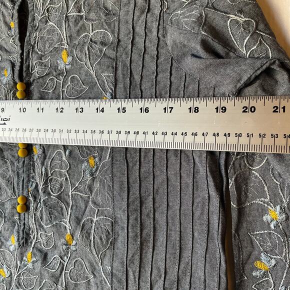 Sapphire Women Long Sleeve Denim Embroidered Knee Length Slit Dress size S, Blue - Picture 4 of 11